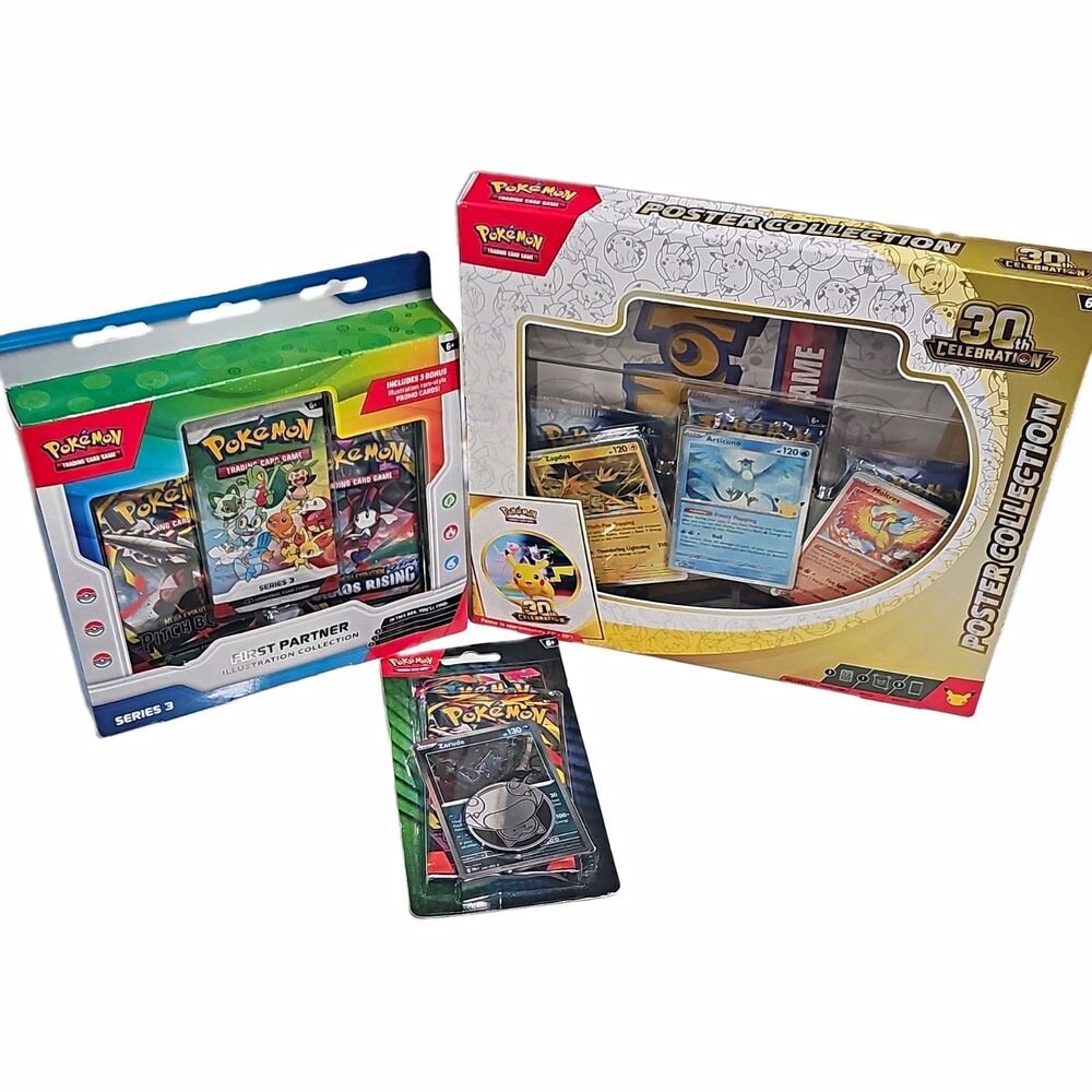 Pokemon TCG Lot 30th Celebration Poster Box & First Partner Collection Sealed